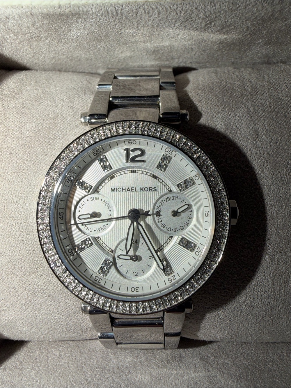 Michael Kors Silver Crystal Bezel Watch